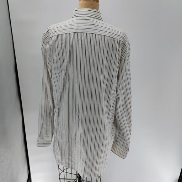 Ermenegildo Zegna Shirt Men’s 41/16 White Green Striped Long Sleeve Button Up - Picture 8 of 14